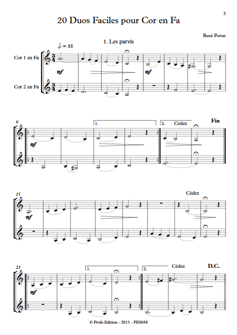 20 duos pour cors - POTRAT R. - app.scorescoreTitle