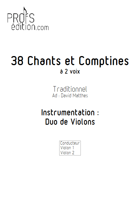 38 Chants et Comptines - Duos de Violons - TRADITIONNEL - front page