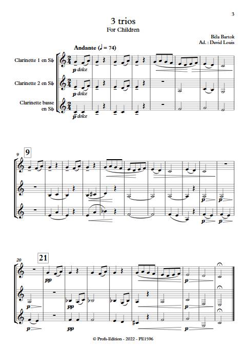 3 Trios (Children's song) - Trio de clarinettes - BARTOK B. - app.scorescoreTitle