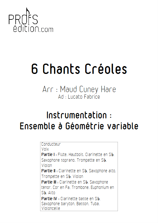 6 Chants Créoles - Ensemble Variable - TRADITIONNEL CREOLE - front page