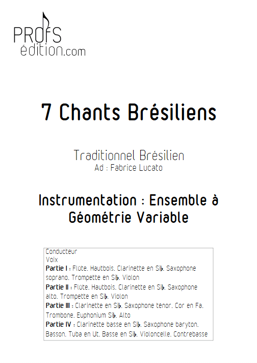 7 chants brésiliens - Ensemble Variable - TRADITIONNEL - front page