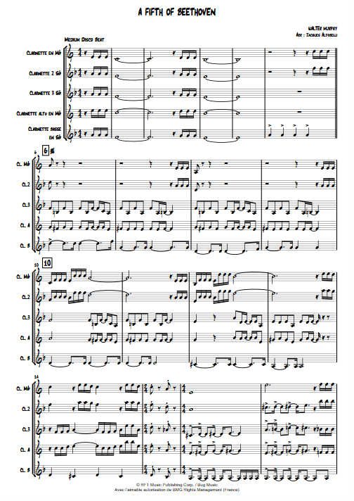 A Fifth of Beethoven (Saturday Night Fever) - Quintette Clarinettes - MURPHY W. - app.scorescoreTitle
