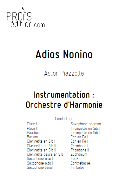 Adios Nonino - Orchestre d'Harmonie - PIAZZOLLA A. - front page