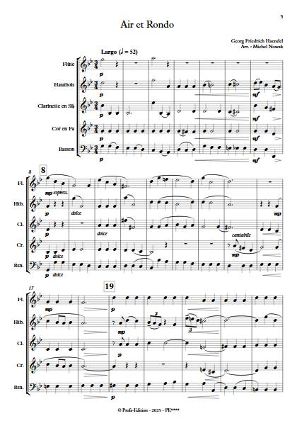 Air et Rondo - Quintette à vent - HAENDEL F. - Score