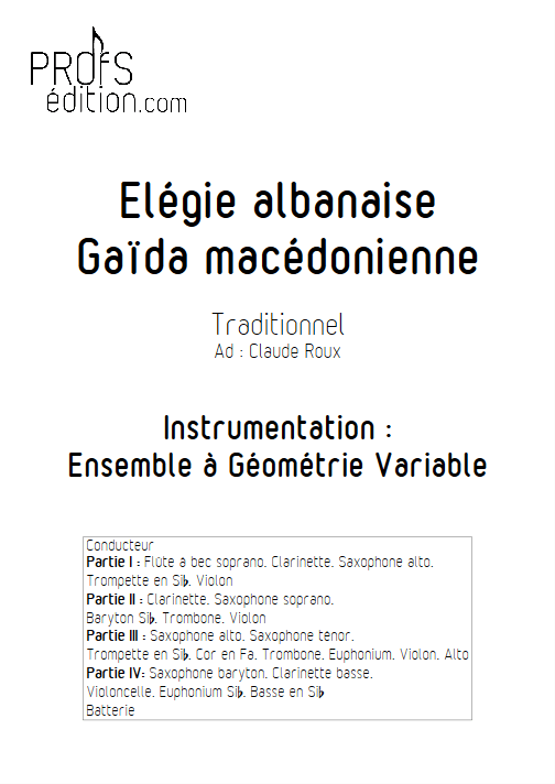 Elégie Albanaise - Ensemble à Géométrie Variable - TRADITIONNEL - front page