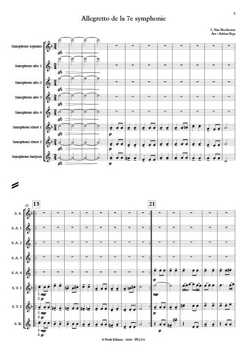 Allegretto de la 7ème symphonie - Ensemble de Saxophones - BEETHOVEN L. V. - app.scorescoreTitle