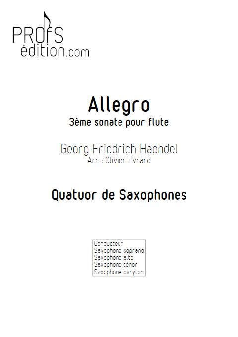 Allegro de la 3ème sonate pour flute - Quatuor de Saxophones - HAENDEL G. F. - front page