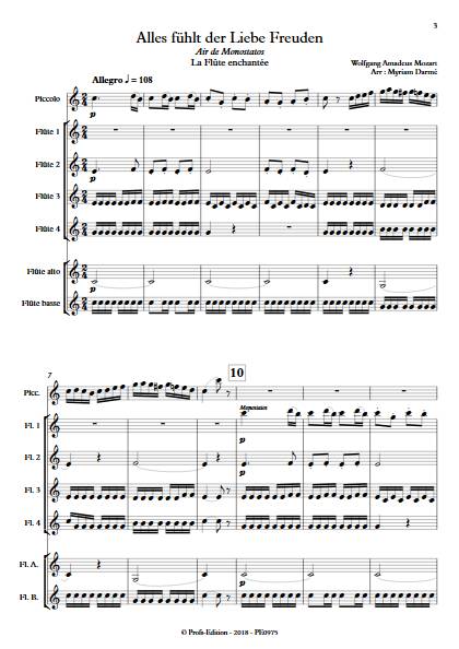 Alles fühlt des Liebe Monostatos - Ensemble de Flûtes - MOZART W.A. - app.scorescoreTitle