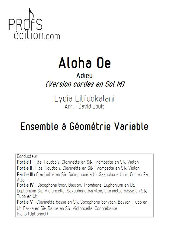 Aloha Oe - Ensemble Variable - LILI'UOKALANI L. - front page