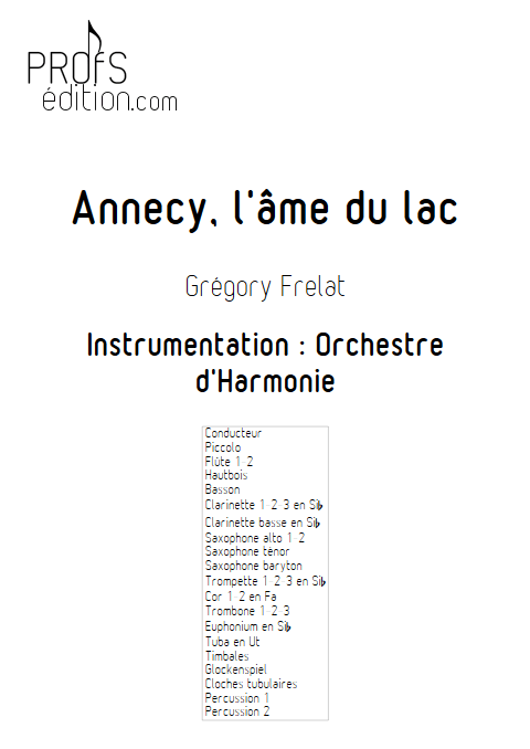 Annecy l'âme du lac - Orchestre d'Harmonie - FRELAT G. - front page