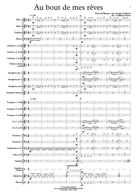 Au bout de mes reves - Orchestre d'harmonie - GOLDMAN J.J. - app.scorescoreTitle