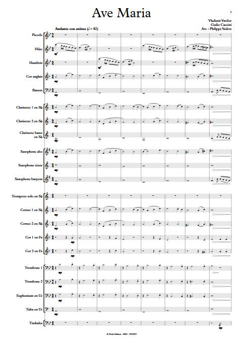 Ave Maria - Trompette & Orchestre d'harmonie - VAVILOV/CACCINI - app.scorescoreTitle