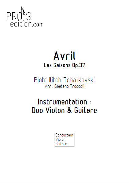 Avril - Les Saisons - Duo Violon et Guitare - TCHAIKOVSKY P. I. - front page