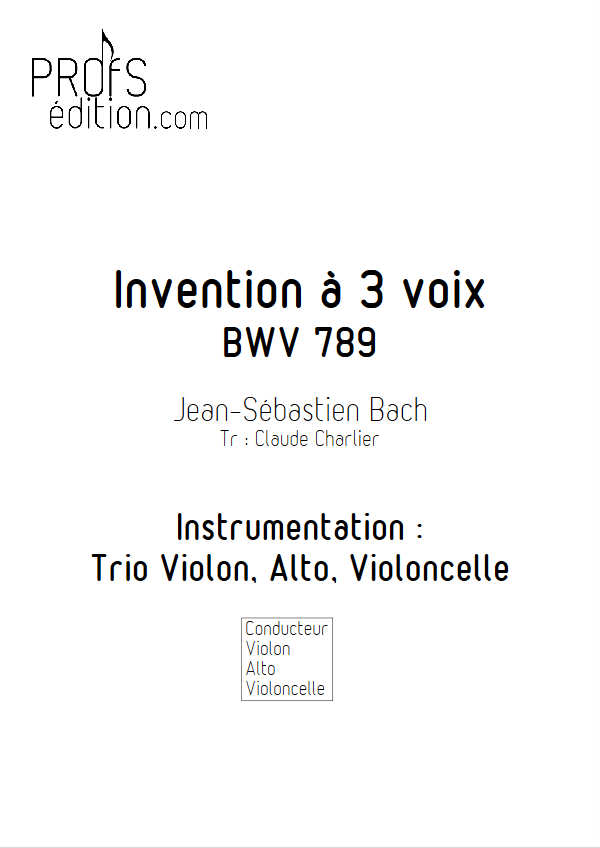 Invention BWV 789 - Trio - BACH J. S. - front page