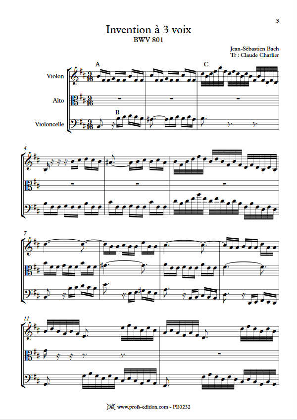 Invention BWV 801 - Trio - BACH J. S. - app.scorescoreTitle