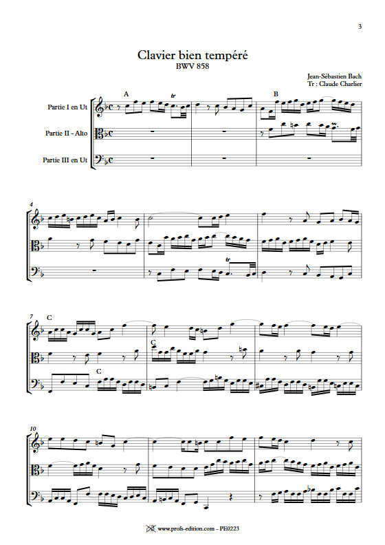 Fugue du Clavier bien tempéré BWV 858 - Trio - BACH J. S. - app.scorescoreTitle