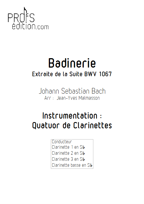 Badinerie BWV 1067 - Quatuor de Clarinettes - BACH J. S. - front page