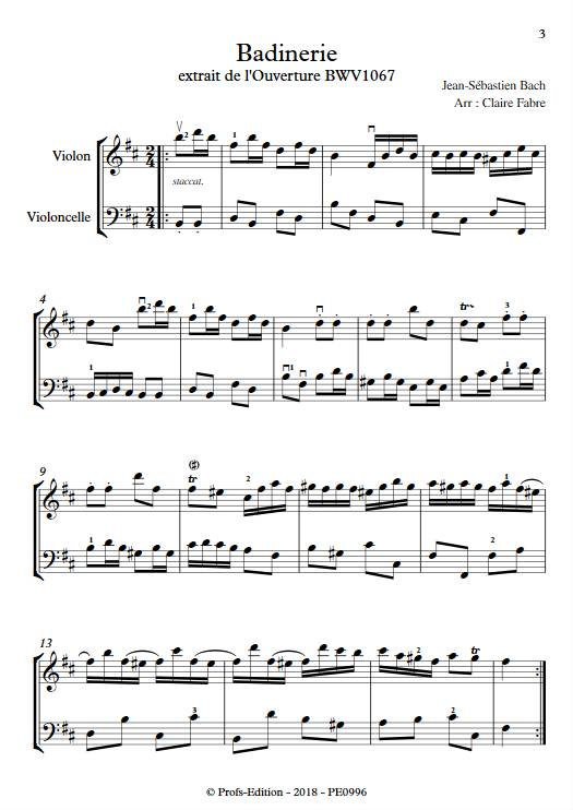 Badinerie - Duo violon Violoncelle - BACH J. S. - app.scorescoreTitle