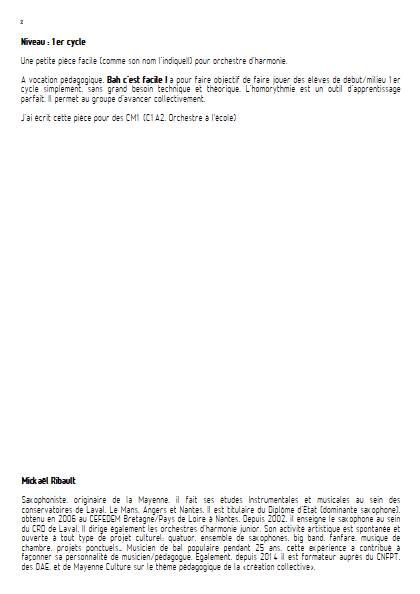 Bah c'est facile - Orchestre d'harmonie - RIBAULT M. - Educationnal sheet
