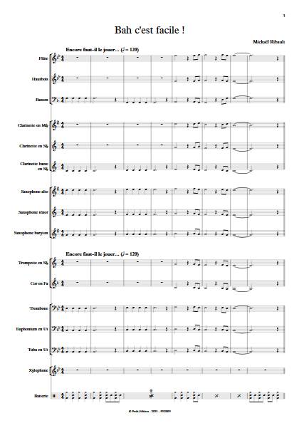 Bah c'est facile - Orchestre d'harmonie - RIBAULT M. - Score