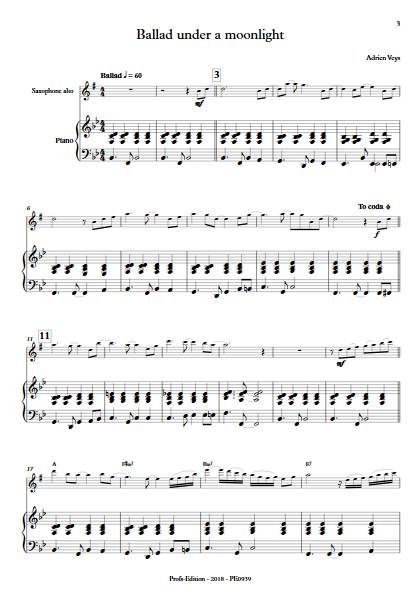 Ballad under a moonlight - Saxophone Piano - VEYS A. - app.scorescoreTitle