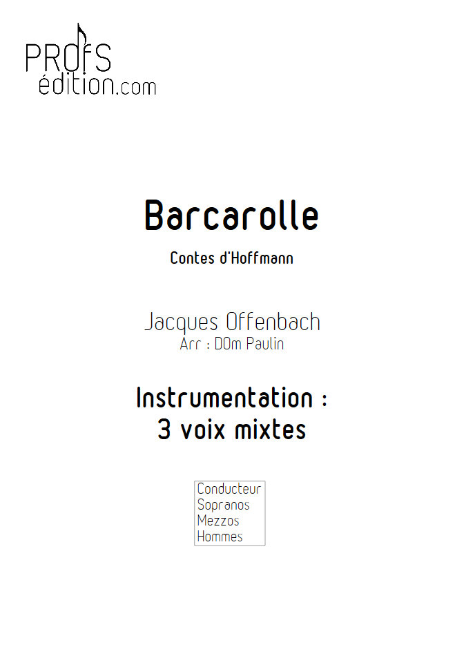 Barcarolle - Chœur 3 voix mixtes - OFFENBACH J. - front page