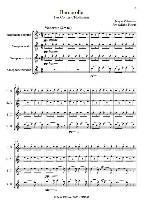Barcarolle - Quatuor de Saxophones - OFFENBACH J. - app.scorescoreTitle
