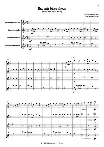 Bay mir bistu sheyn - Quatuor de Saxophones - TRADITIONNEL KLEZMER - app.scorescoreTitle