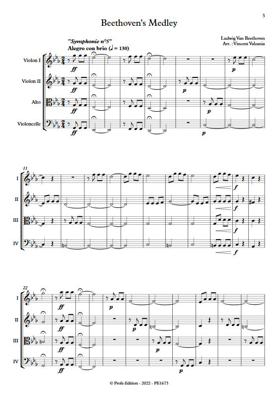 Beethoven Medley - Quatuor à cordes - BEETHOVEN L. V. - app.scorescoreTitle