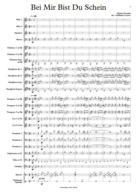 Bei Mir Bist Du Schein - Orchestre d'harmonie - SECUNDO S. - app.scorescoreTitle