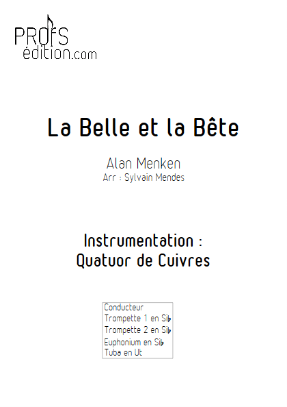 La Belle et le Bête - Quatuor Cuivres - MENKEN Alan - front page
