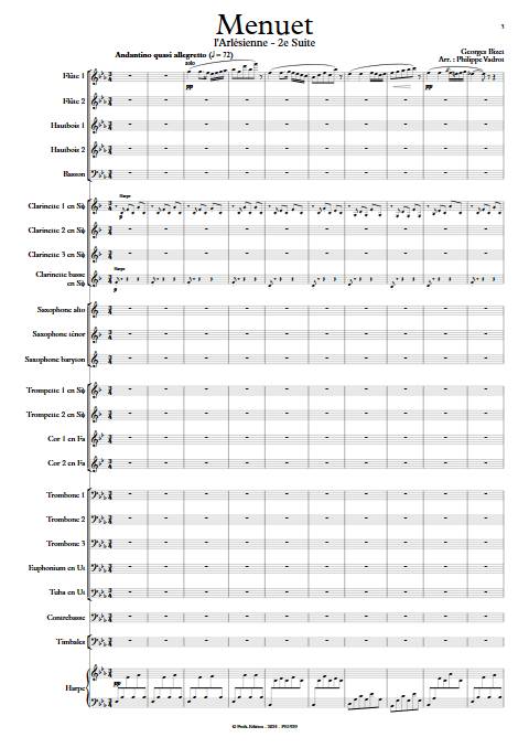 Menuet l'Arlésienne - 2e Suite - Orchestre d'harmonie - BIZET G. - app.scorescoreTitle