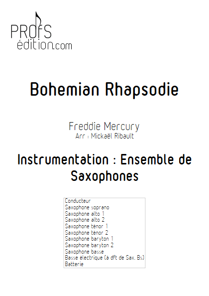 Bohemian Rhapsody - Ensemble de Saxophones - MERCURY F. - front page