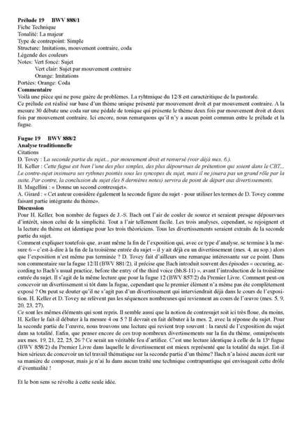 Clavier Bien Tempéré 2 BWV 888 - Analyse - CHARLIER C. - Educationnal sheet