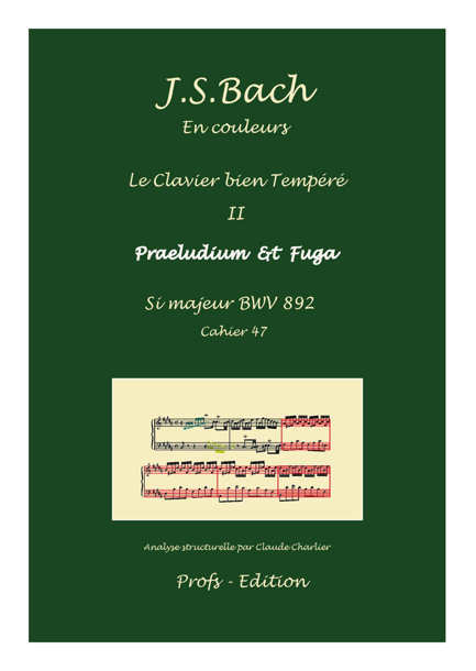 Clavier Bien Tempéré 2 BWV 892 - Analyse - CHARLIER C. - front page