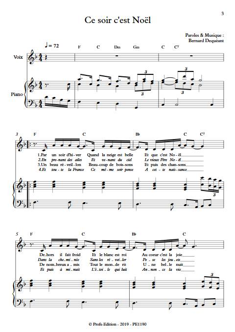 Ce soir c'est Noël - Piano Voix - DEQUEANT B. - app.scorescoreTitle