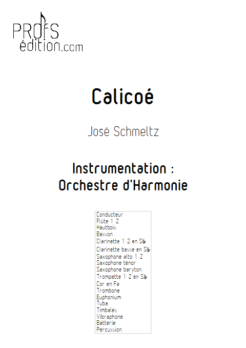 Calicoé - Orchestre d'Harmonie - SCHMELTZ J. - front page