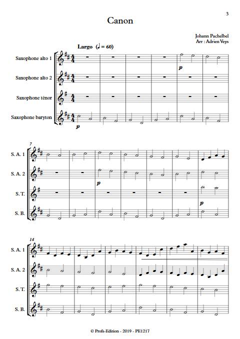 Canon - Quatuor de Saxophones - PACHELBEL J. - app.scorescoreTitle