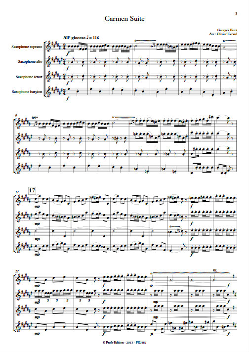Carmen Suite - Quatuor de Saxophones - BIZET G. - app.scorescoreTitle