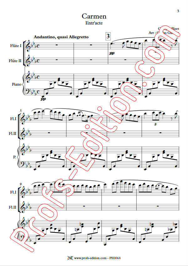 Carmen, Entracte -Trio 2 Flûtes & Piano - BIZET G. - app.scorescoreTitle