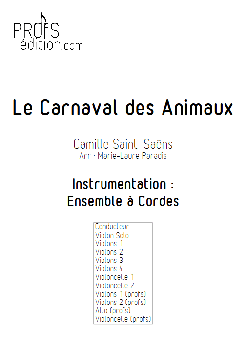 Le Carnaval des Animaux - Ensemble à Cordes - SAINT-SAENS C. - front page