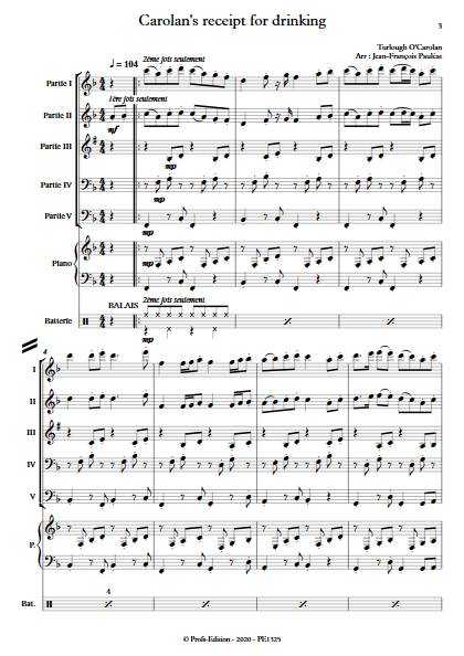 Carolan's receipt for drinking - Ensemble Variable - O'CAROLAN T. - app.scorescoreTitle