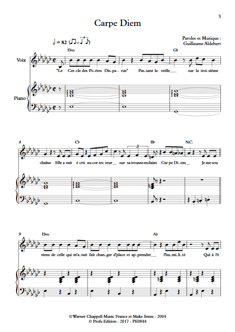 Carpe Diem - Piano & voix - ALDEBERT G. - app.scorescoreTitle