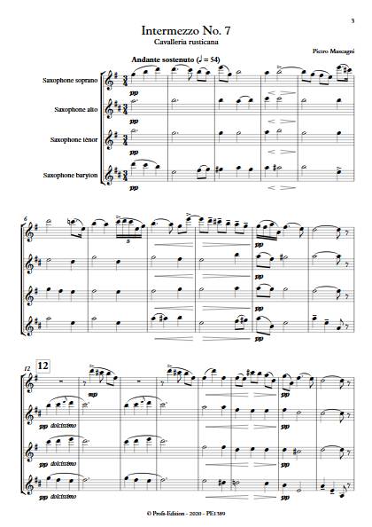 Cavalliera rusticana - Intermezzo No 7 - Quatuor de Saxophones - MASCAGNI P. - app.scorescoreTitle