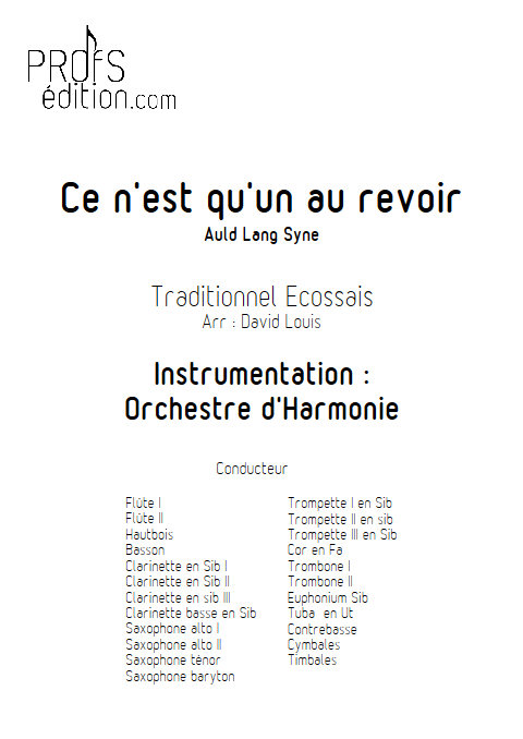Ce n'est qu'un au revoir - Orchestre d'Harmonie - TRADITIONNEL ECOSSAIS - front page