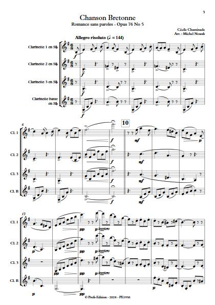 Chanson Bretonne - Quatuor de Clarinettes - CHAMINADE C. - app.scorescoreTitle