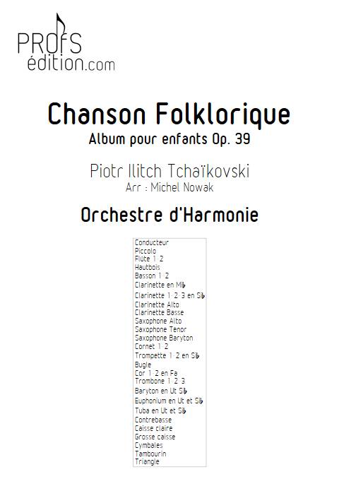 Chanson Folklorique - Orchestre d'Harmonie - TCHAIKOVSKI P. I. - front page