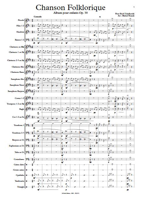 Chanson Folklorique - Orchestre d'Harmonie - TCHAIKOVSKI P. I. - app.scorescoreTitle