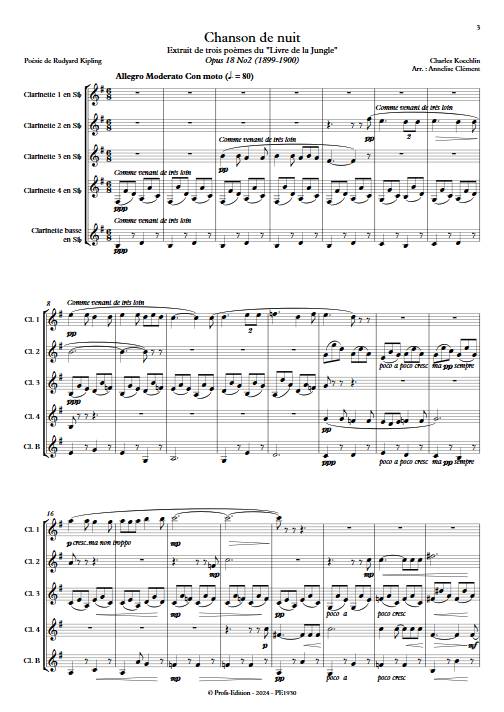 Chanson de nuit - Ensemble de Clarinettes - KOECHLIN C. - app.scorescoreTitle