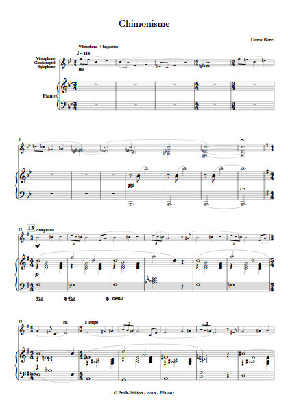 Chimonisme - Duo Claviers Percussions et Piano - BUREL D. - Educationnal sheet
